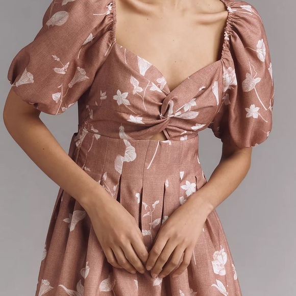 NWT EN SAISON Anthropologie monet puff sleeve square neck midi dress 1X - Picture 5 of 8